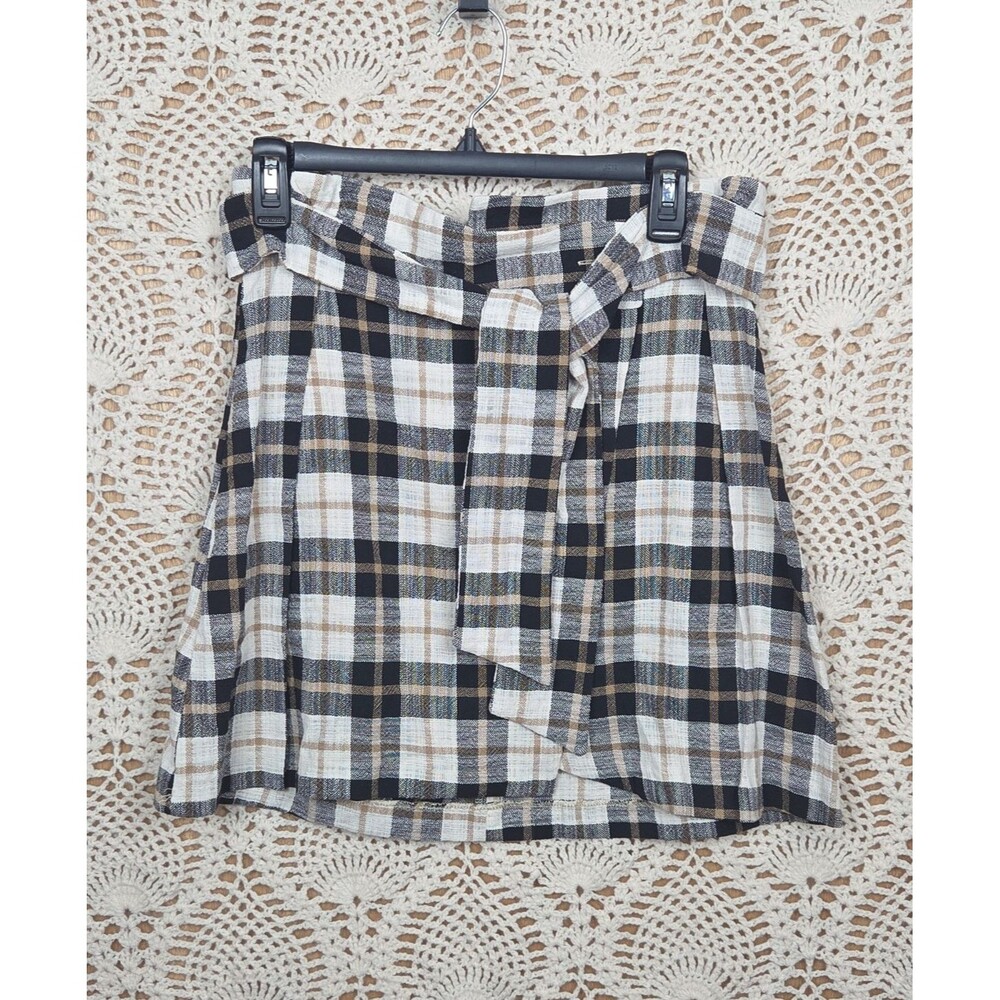 Zara Plaid Asymmetrical Mini Skirt Size SMALL Faux WRAP Preppy Academia Clueless